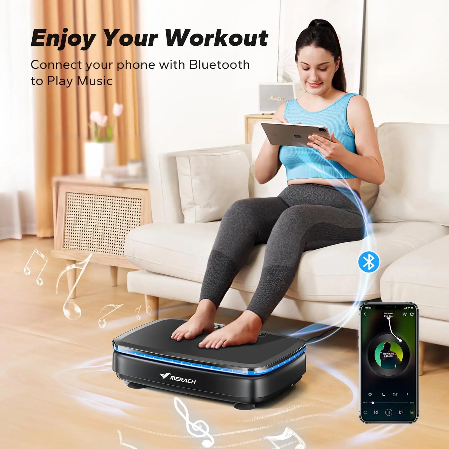 MERACH Vibration Plate Exercise Machine with Light for Whole Body Workout