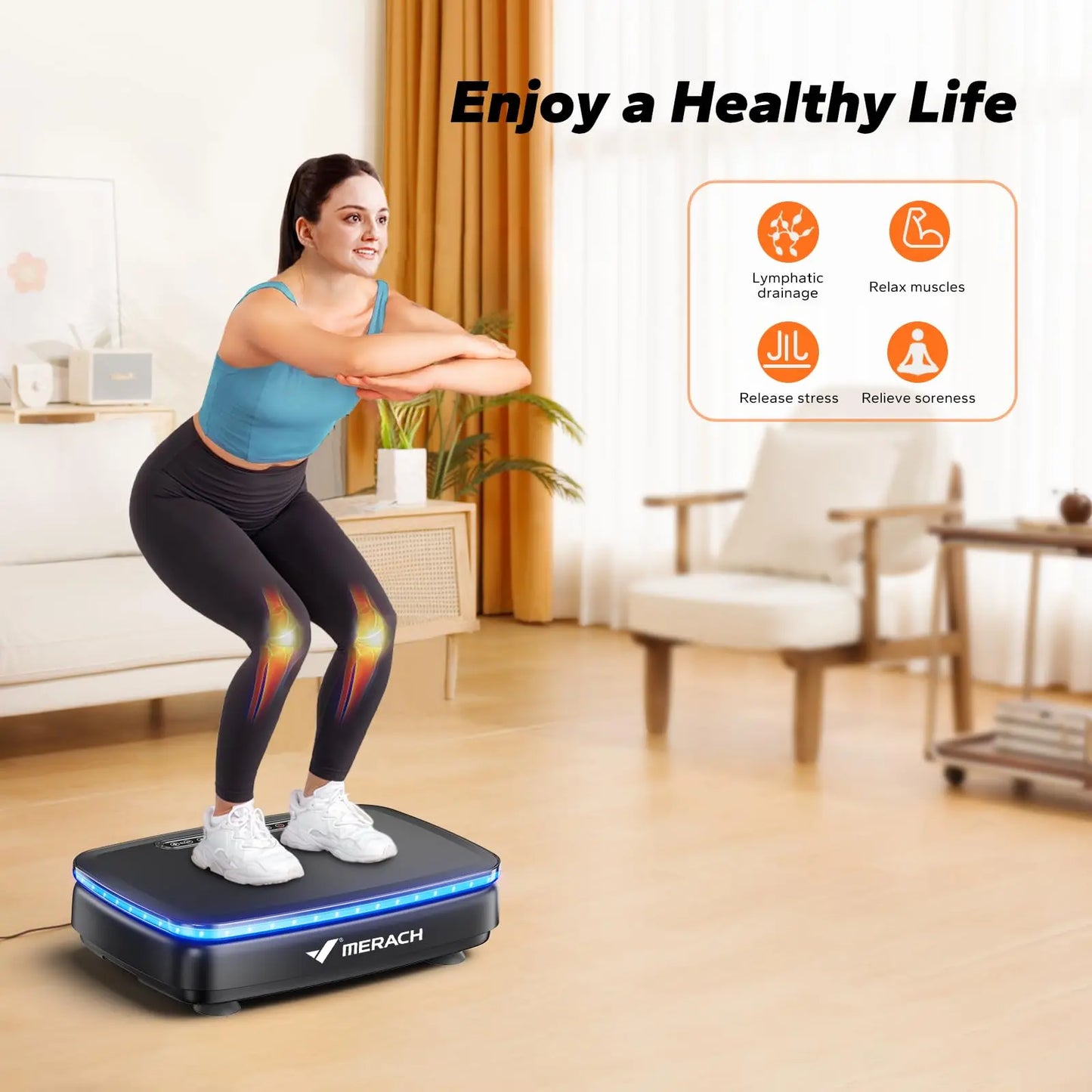 MERACH Vibration Plate Exercise Machine with Light for Whole Body Workout