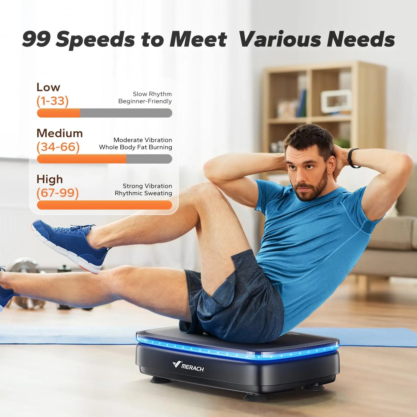 MERACH Vibration Plate Exercise Machine with Light for Whole Body Workout