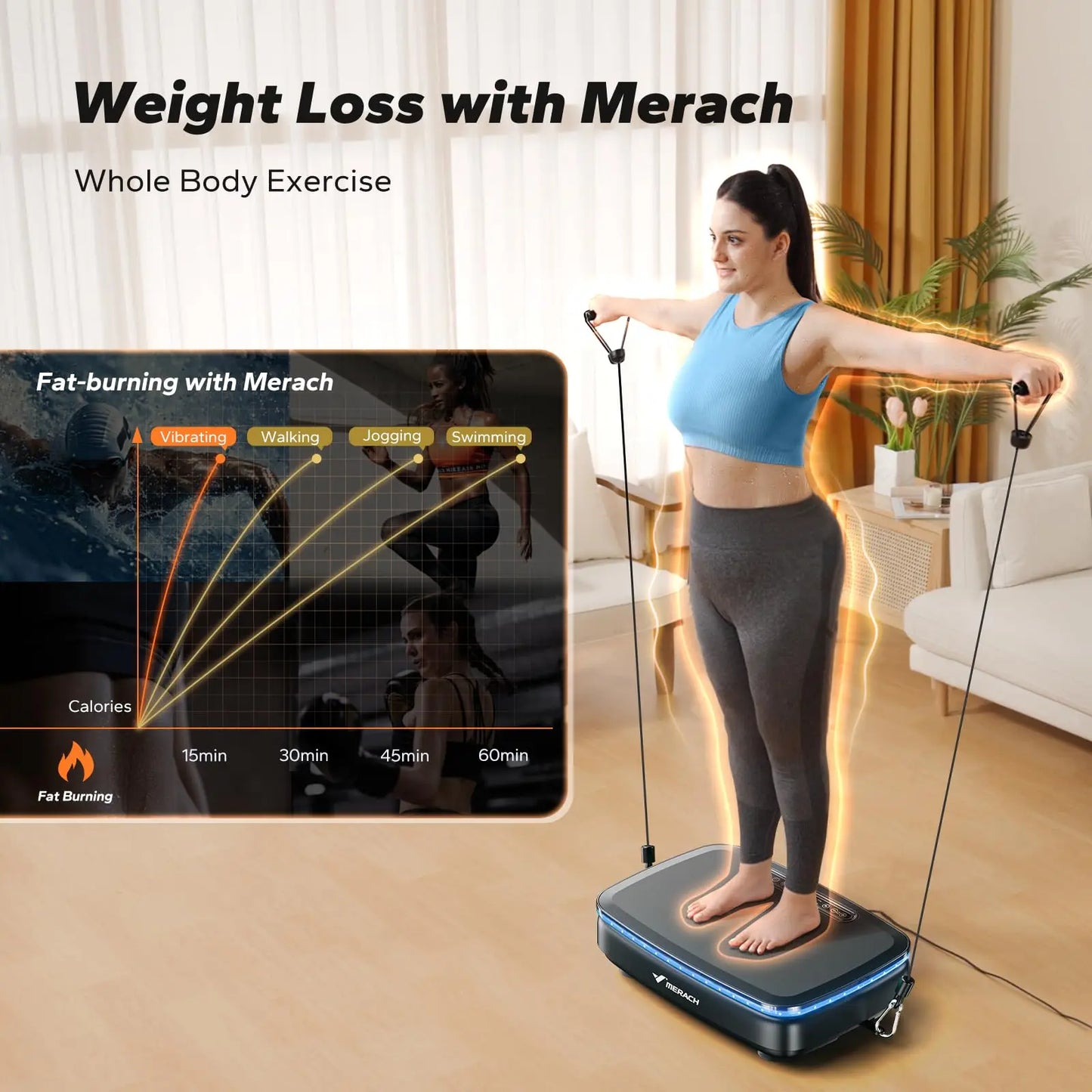 MERACH Vibration Plate Exercise Machine with Light for Whole Body Workout