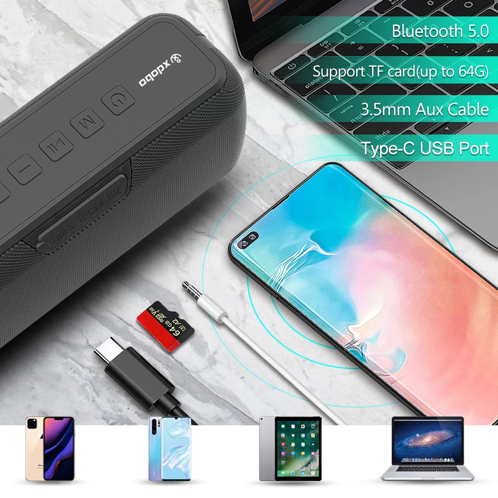XDOBO X8 Portable 60W Bluetooth Speakers 6600mAh Wireless Bass Subwoofer Sound Box IPX5 Waterproof TWS Boombox