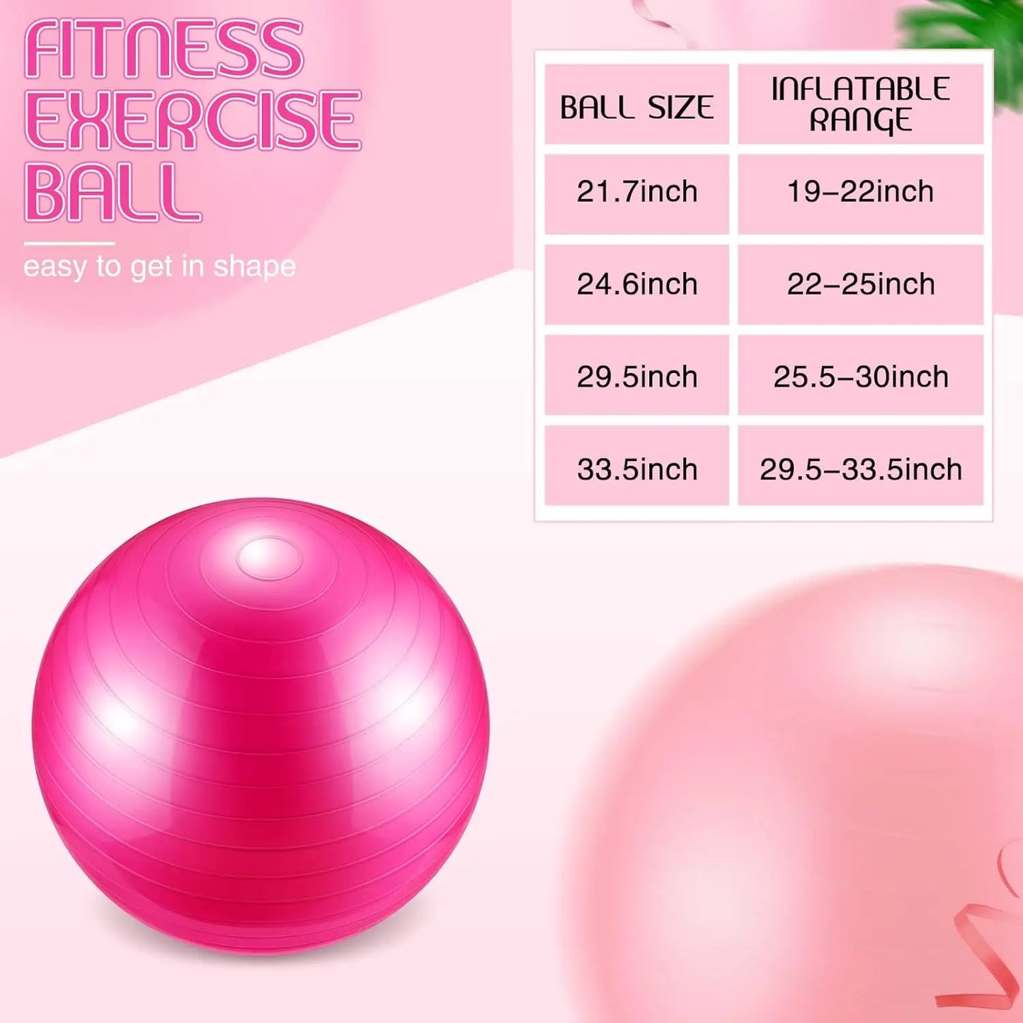 12 Pcs Yoga Balls Bulk Large Exercise Ball 24.6 Inch Pilates Ball Exercise Equipment Heavy Duty Stability Ball Chair with Pump f