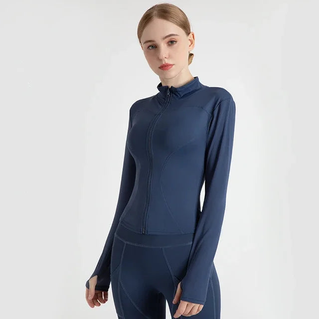 Womens Thumb Jackets 2024 Long Sleeve Quick-Dry Sports Coat