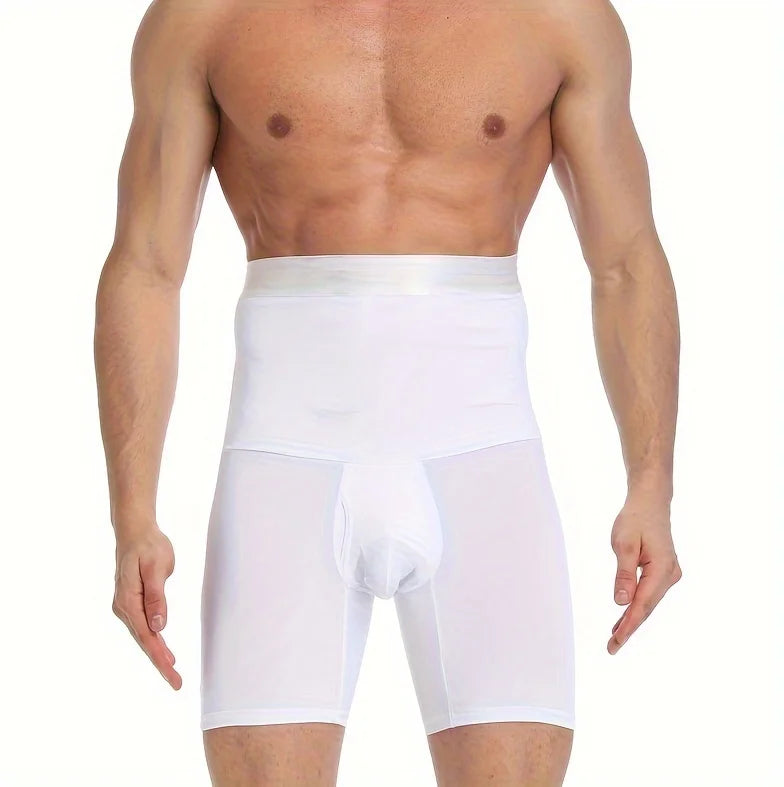 Men's silicone shorts, high waisted shapewear, tight fitting abdominal underwear, flat angle underwear, sports and fitness train