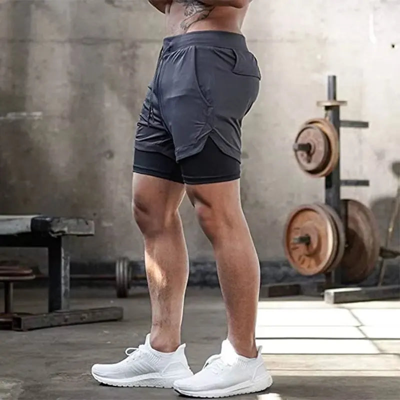 Mens 2 in 1 Running Shorts 5 Inch Quick Dry Athletic Shorts