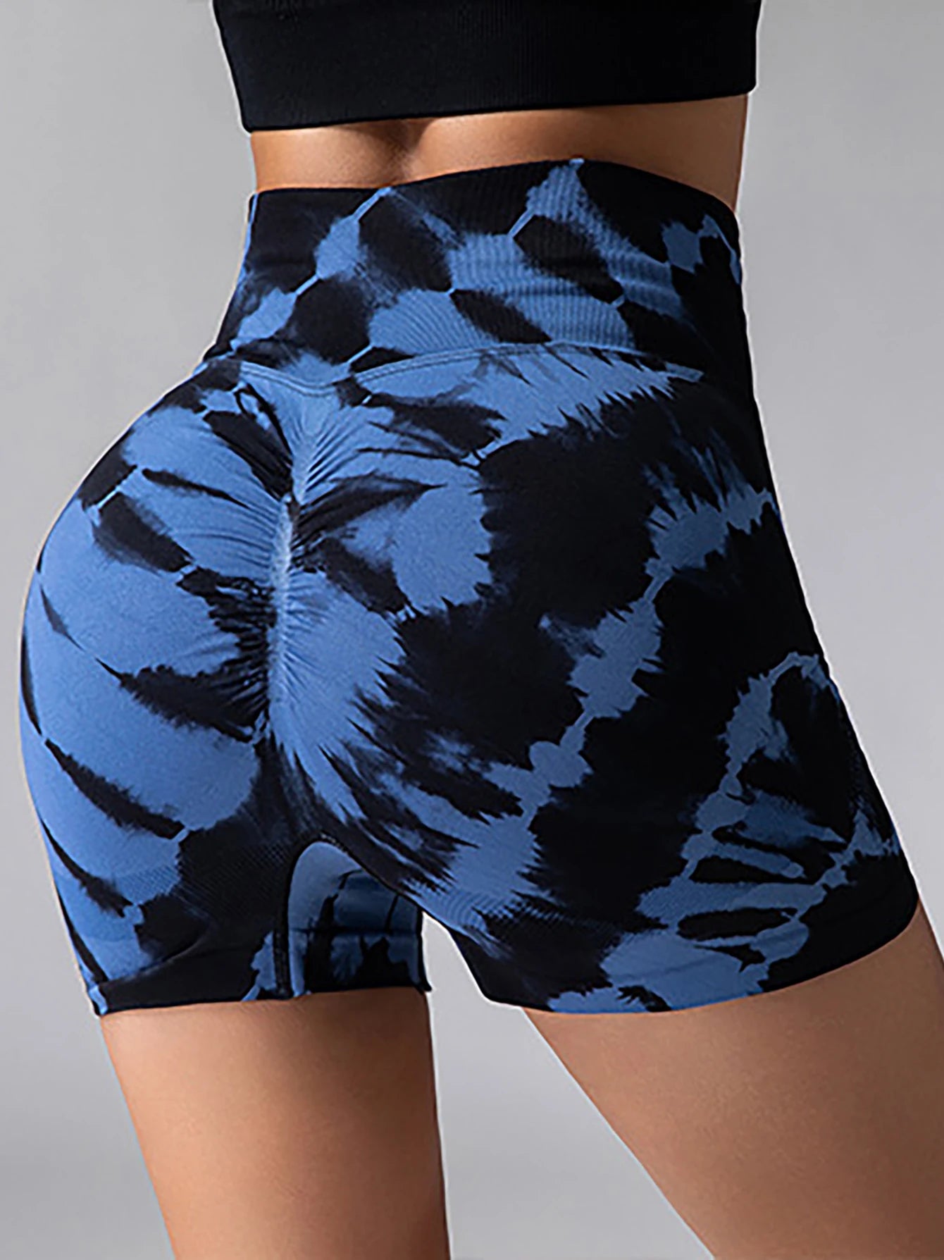 2 Pack US Local Womens Tie Dye V Back Yoga Biker Shorts Scrunch Butt Lifting Gym Seamless Booty Shorts