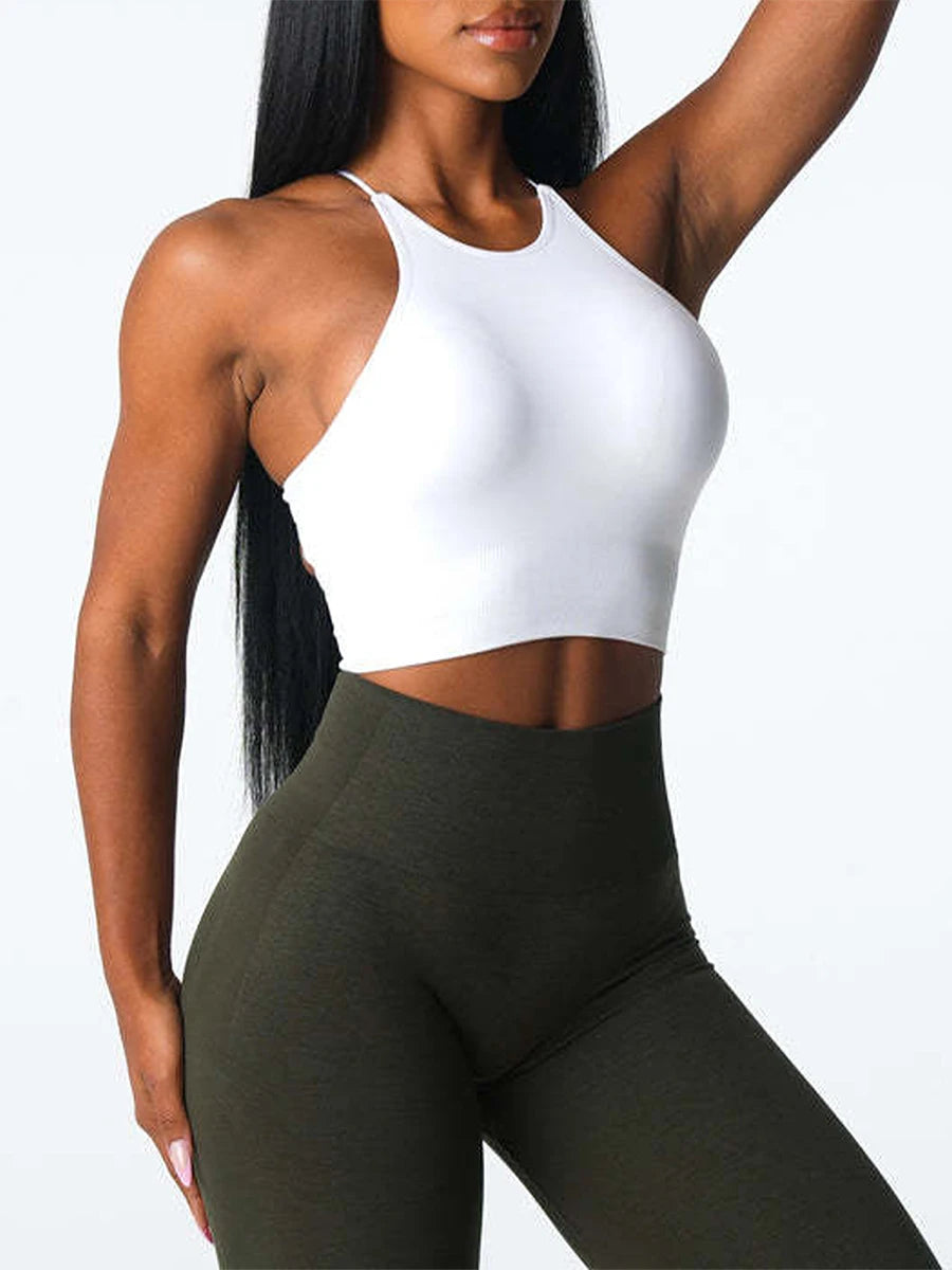 Women’s Seamless Sports Bra Solid Color Sleeveless Yoga