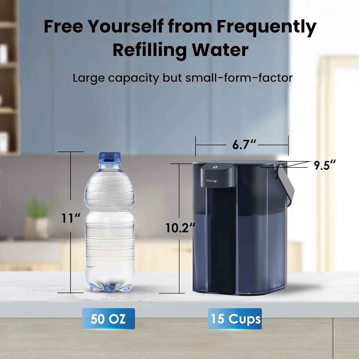 Waterdrop Alkaline Electric Water Filter Pitcher 200-Gallon