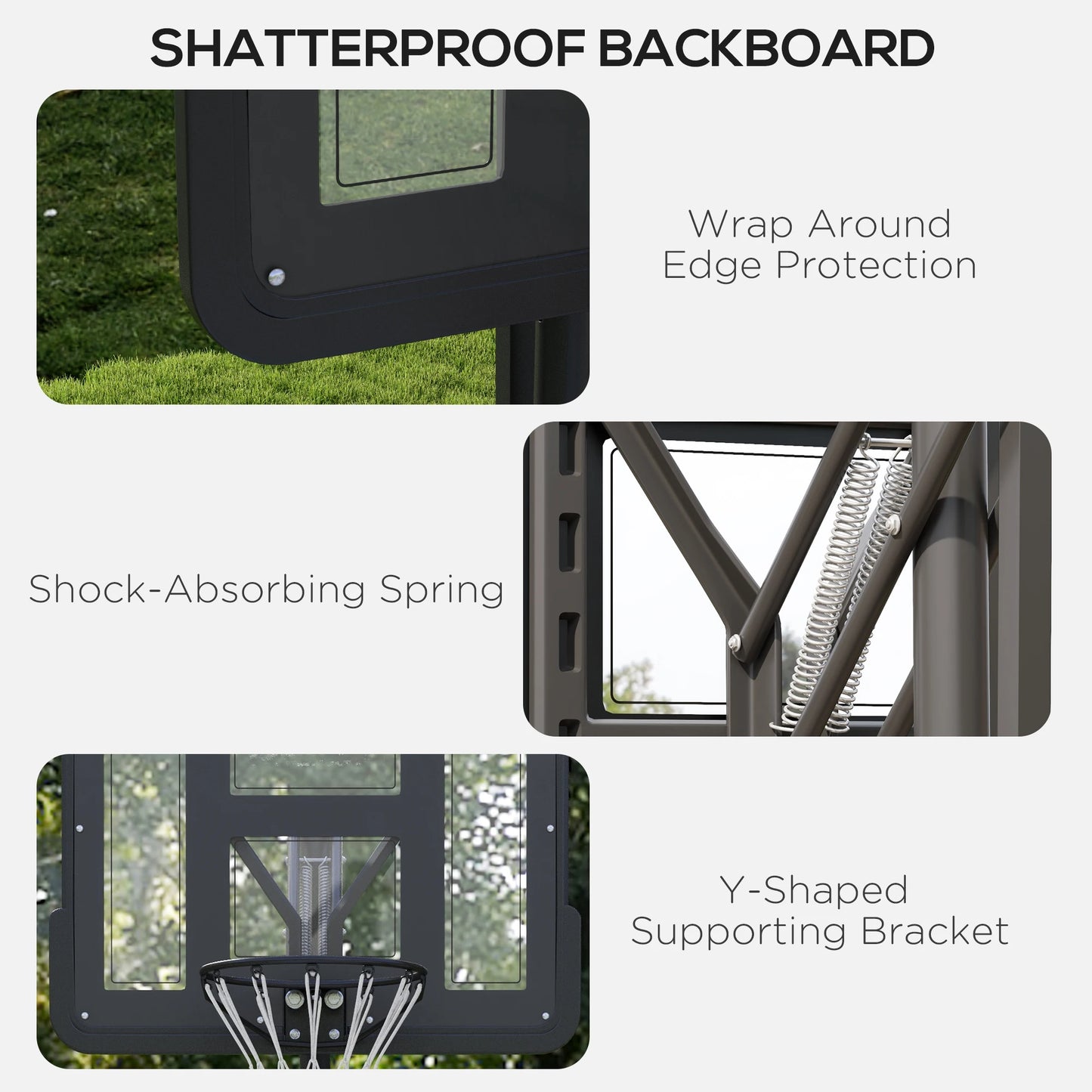 Soozier 7.7-10ft Portable Basketball Hoop with 43'' Shatterproof Backboard