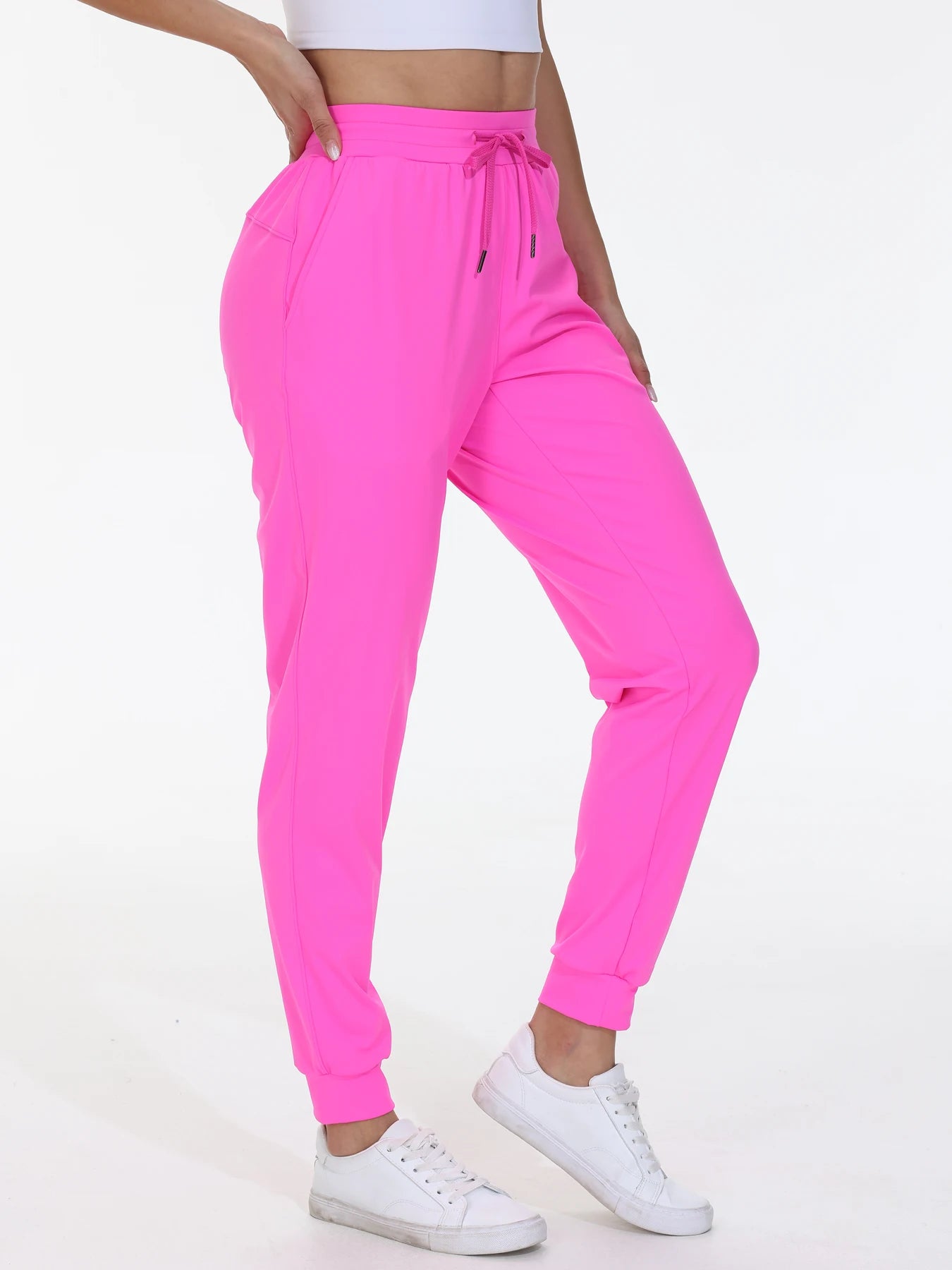 Fitness Jogging Pants Women's High Belt Pocket Drawstring Elastic Waist Yoga Pants Gym Exercise Sportswear Light and Comfortable