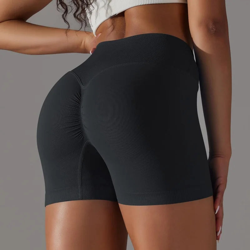 3 Pieces Women Solid Peach Hip Sports Pants High Waist Shorts