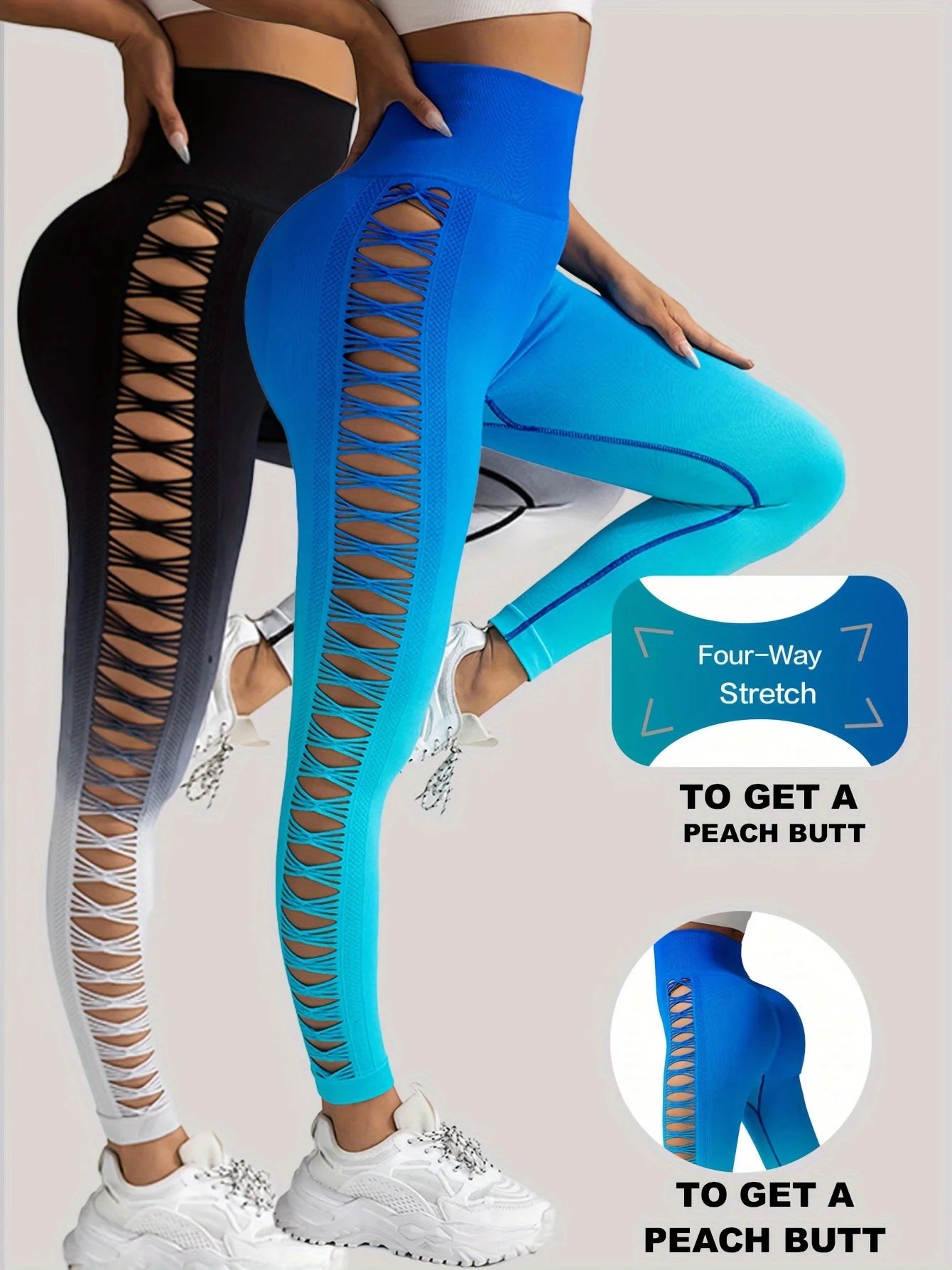 2 Pack US Local Women’s Gradient Hollow Out Yoga Pants