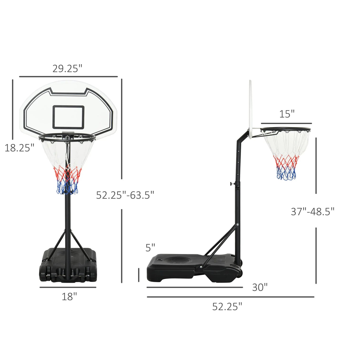 Outdoor Basketball Hoop System Adjustable Pool Water Sport Game Play