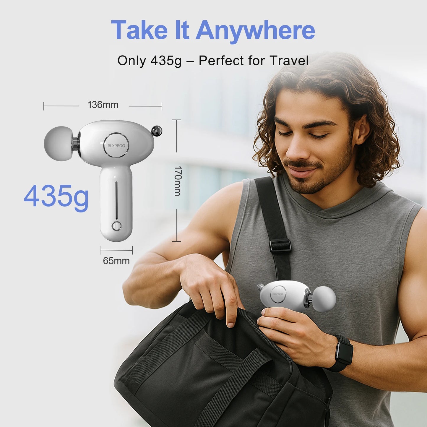 Massage Gun Deep Tissue, Mini Massager Gun with Heat, Handheld Percussion, 3 Interchangeable Heads & 4 Speeds Gift for Men,Women