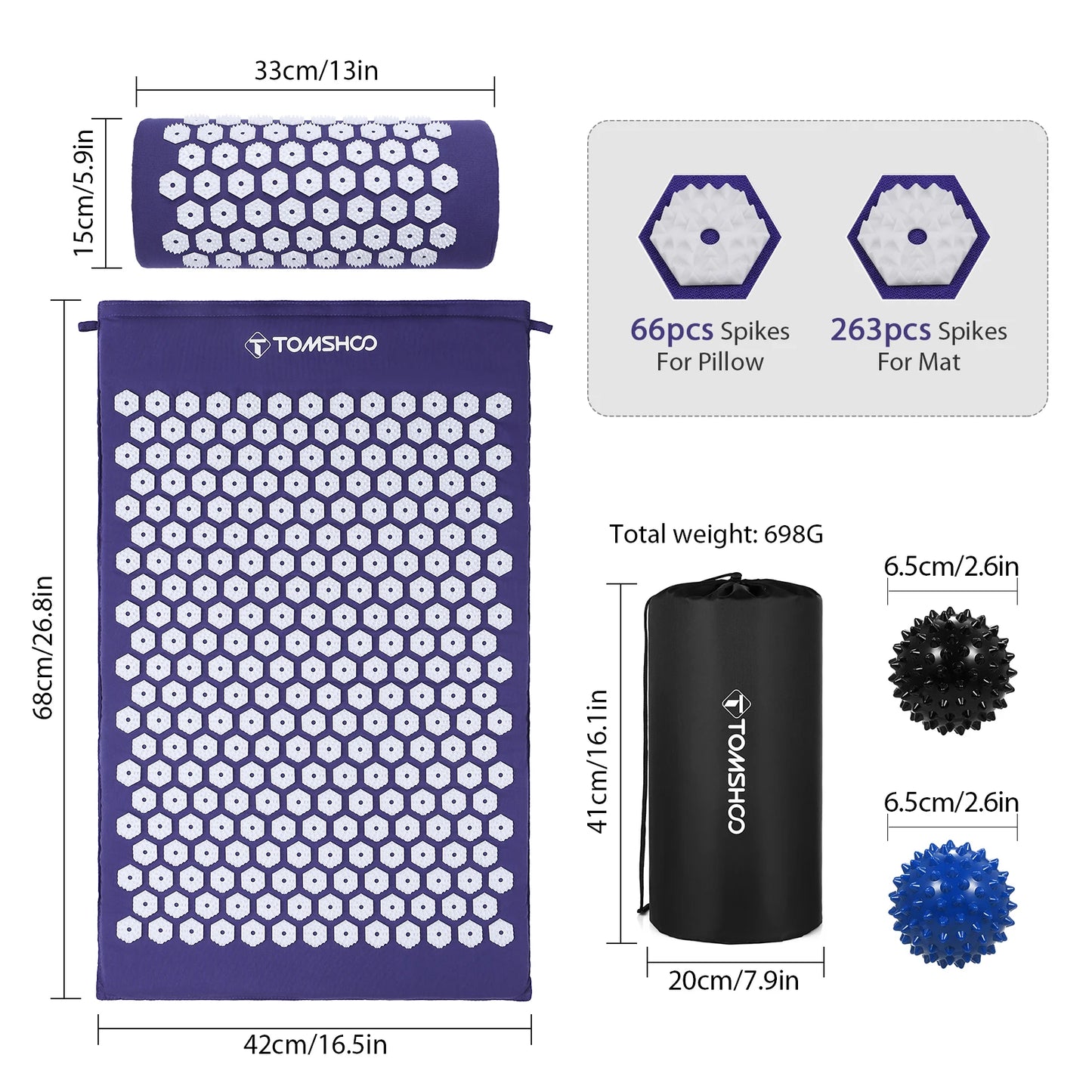 1 Set Massager Cushion Massage Yoga Mat Acupressure Set