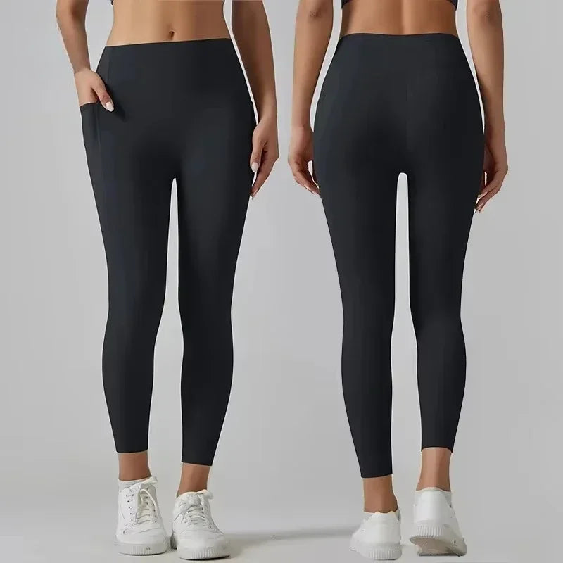 Yoga AL High Waisted Yoga Pants With Abdominal Pockets