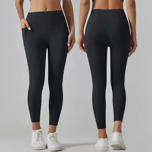 Yoga AL High Waisted Yoga Pants With Abdominal Pockets