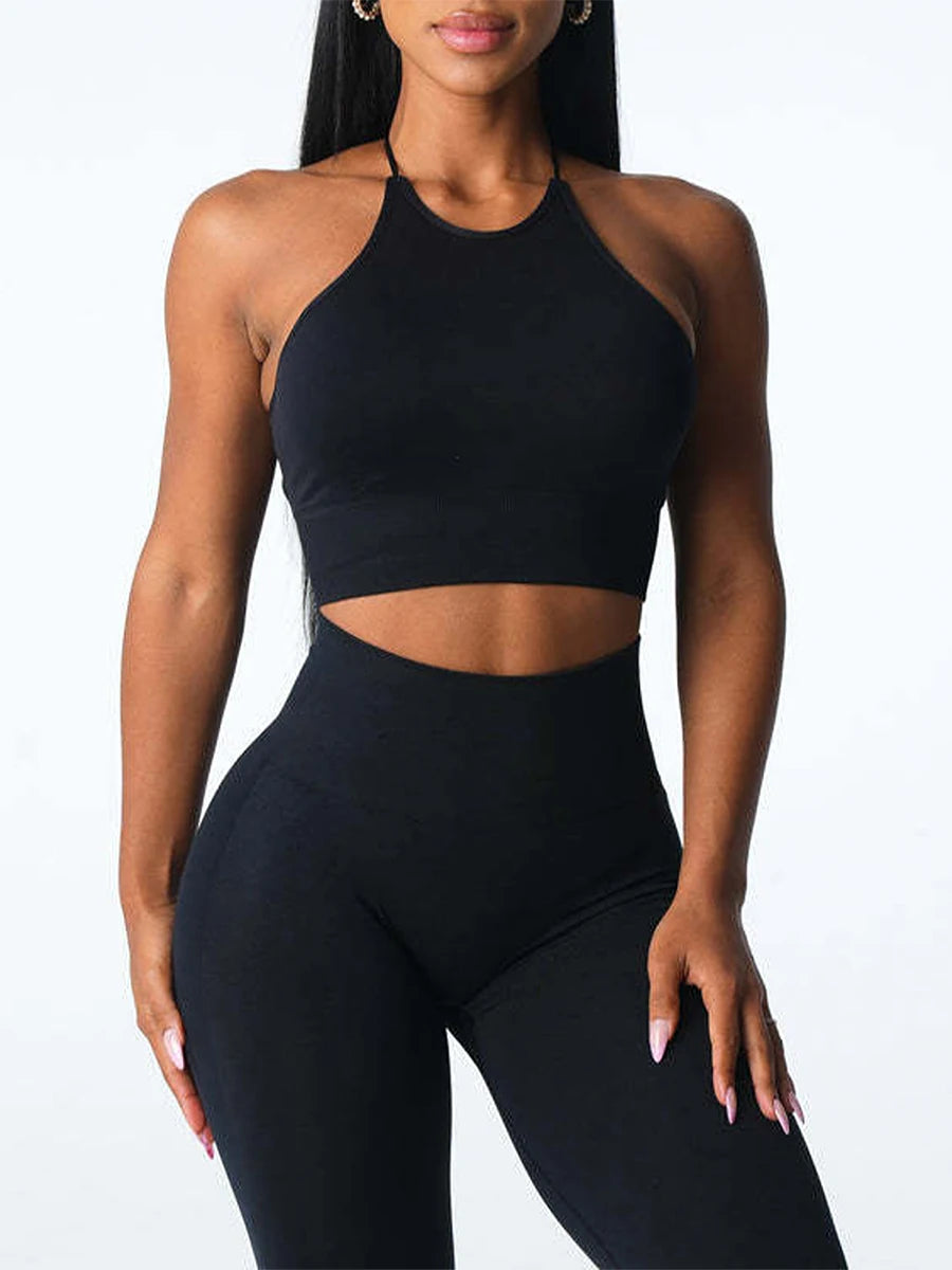 Women’s Seamless Sports Bra Solid Color Sleeveless Yoga
