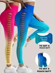2 Pack US Local Women’s Gradient Hollow Out Yoga Pants