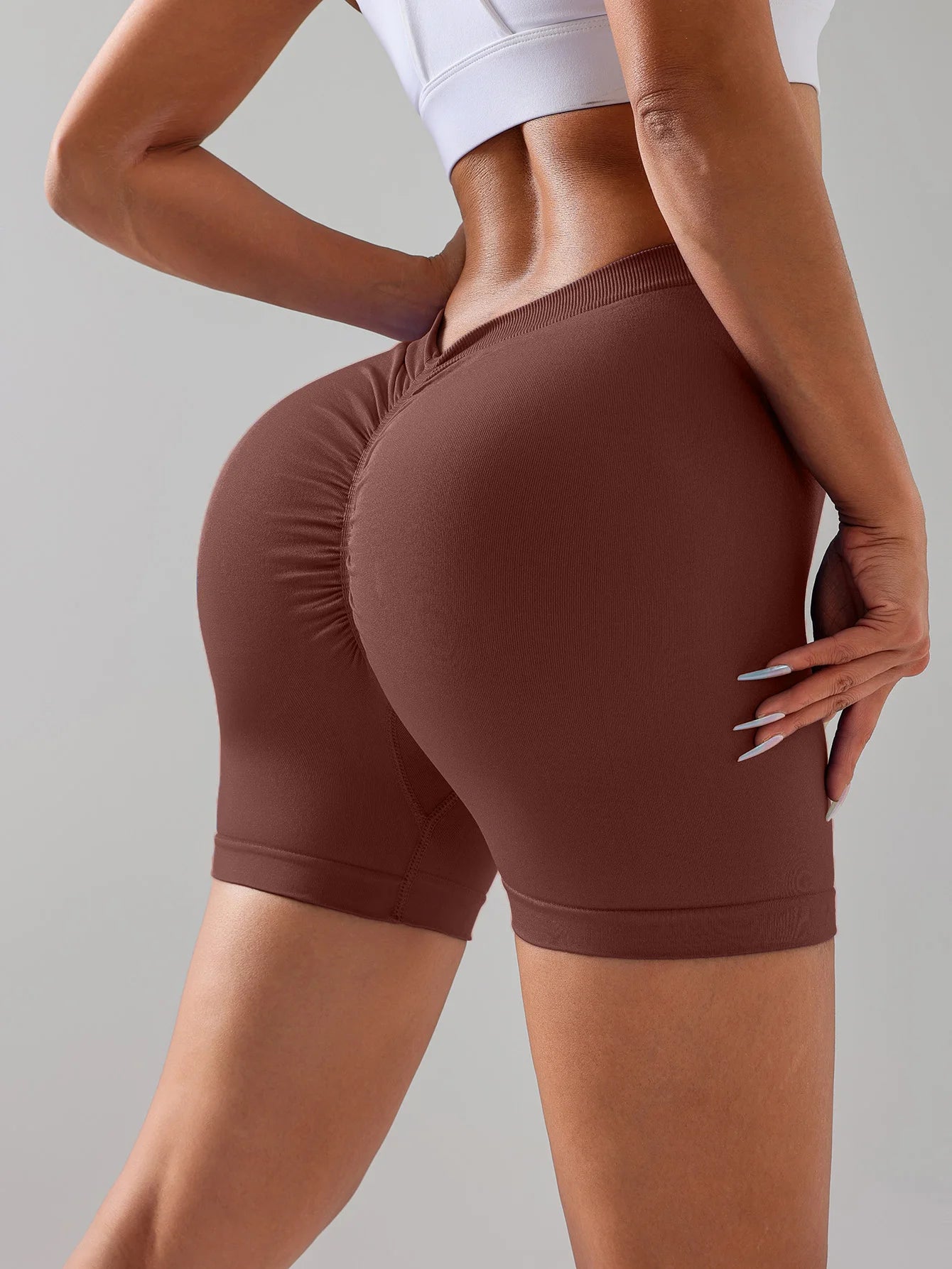2 Pack US Local Womens Booty Lifting Shorts V Back Biker Gym Compression Shorts Scrunch Butt Lifting Yoga Deep V Back Shorts