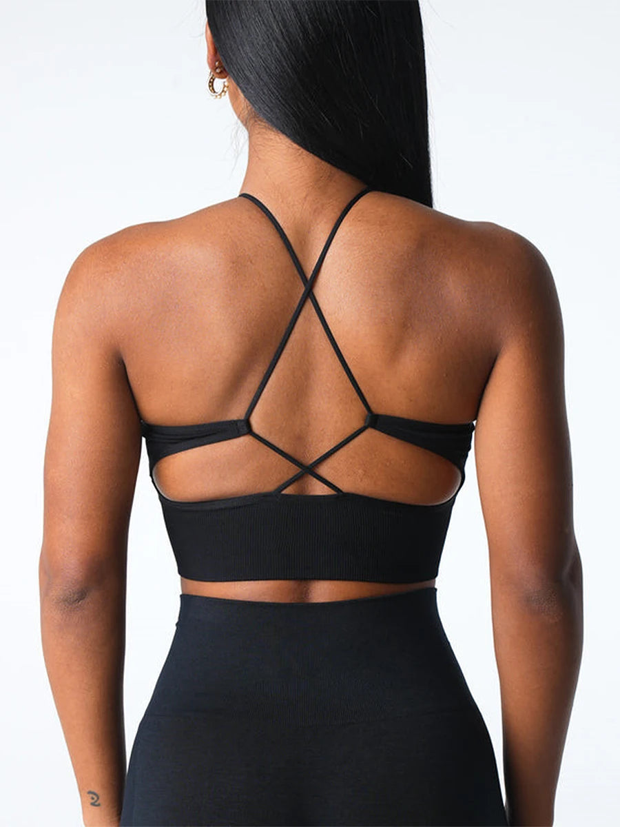 Women’s Seamless Sports Bra Solid Color Sleeveless Yoga