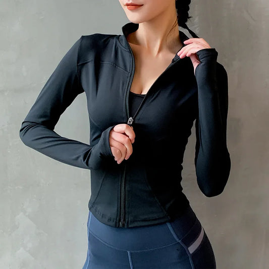 Womens Thumb Jackets 2024 Long Sleeve Quick-Dry Sports Coat