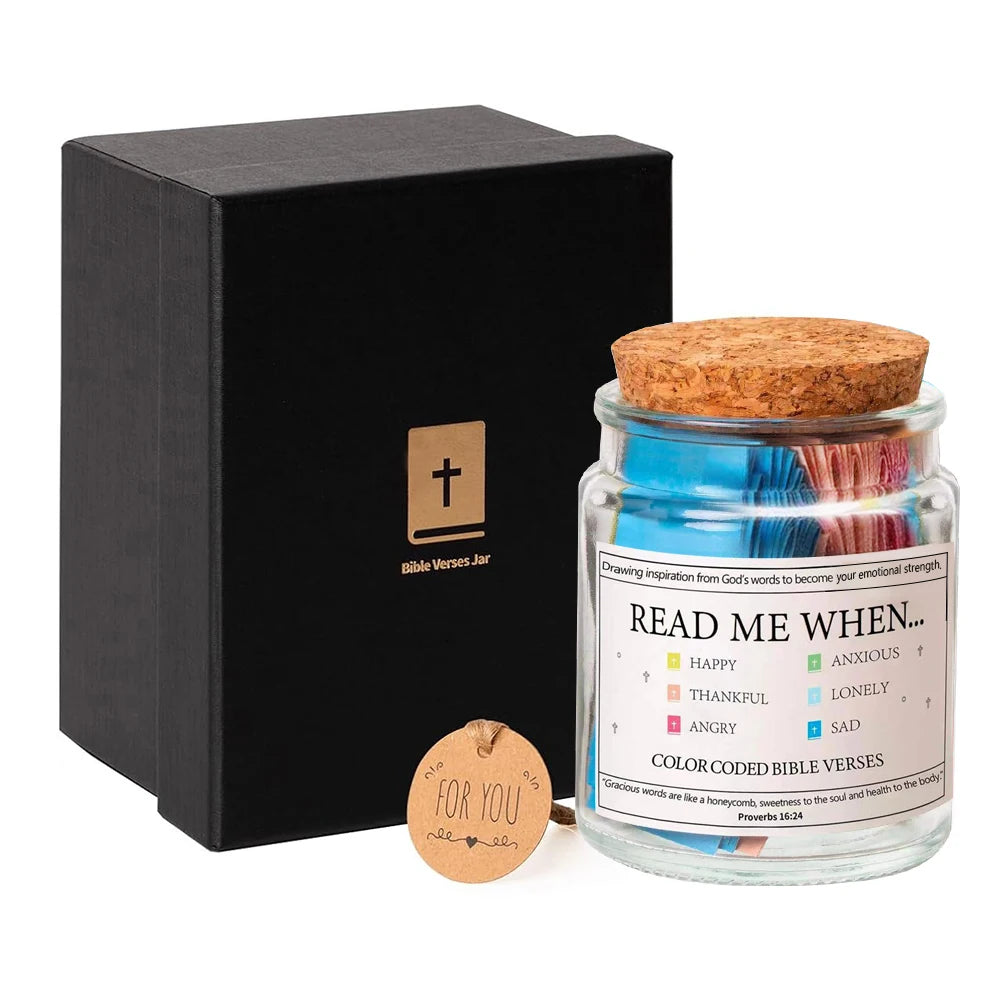 Bible Verses in A Jar Christian Scripture Color Coded Request Cards Scripture Jar for Daily Reflection Gift for Christian Church