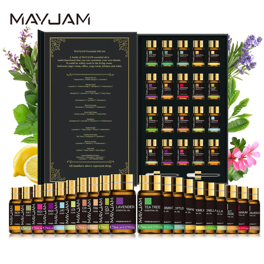Mayjam 20 Bottles Essential Oils Kit Set Lavender Jasmine Eucalyptus Vanilla Sandalwood Sweet Orange Geranium Patchouli