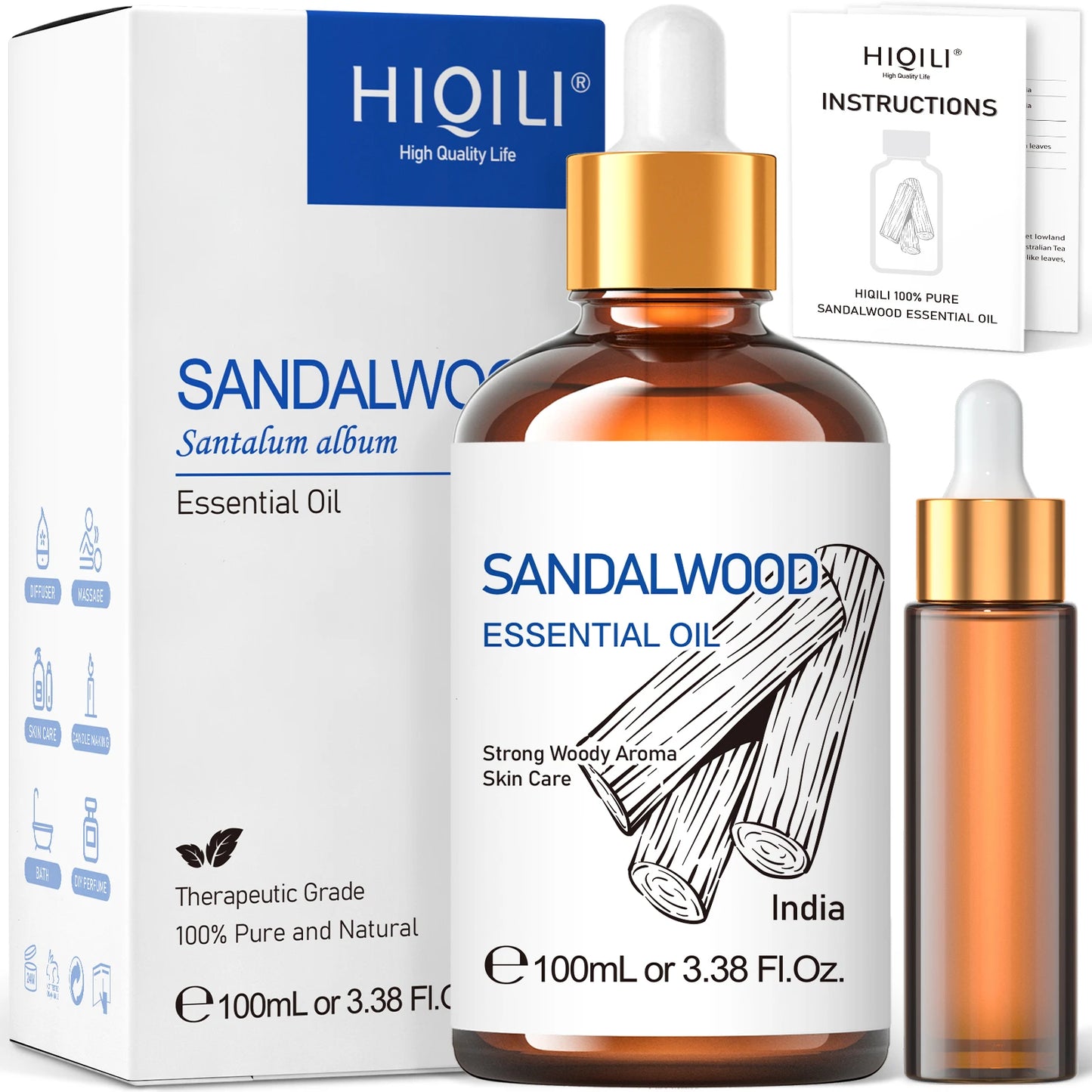 HIQILI 100ML Sandalwood Essential Oils for Aromatherapy