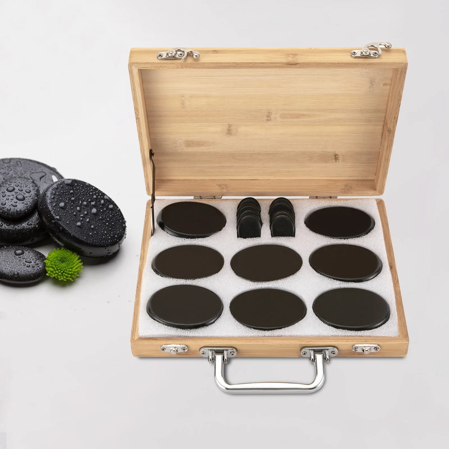 16pcs Hot Stones for Massage Portable Stone Warmer Set