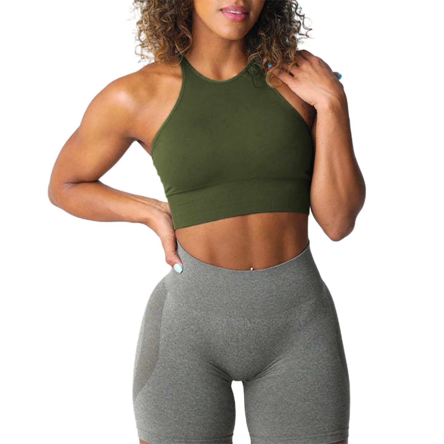 Women’s Seamless Sports Bra Solid Color Sleeveless Yoga