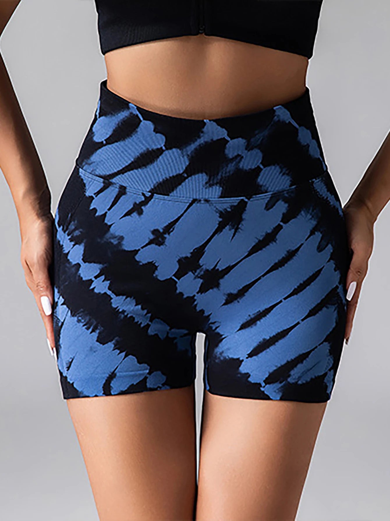 2 Pack US Local Womens Tie Dye V Back Yoga Biker Shorts Scrunch Butt Lifting Gym Seamless Booty Shorts