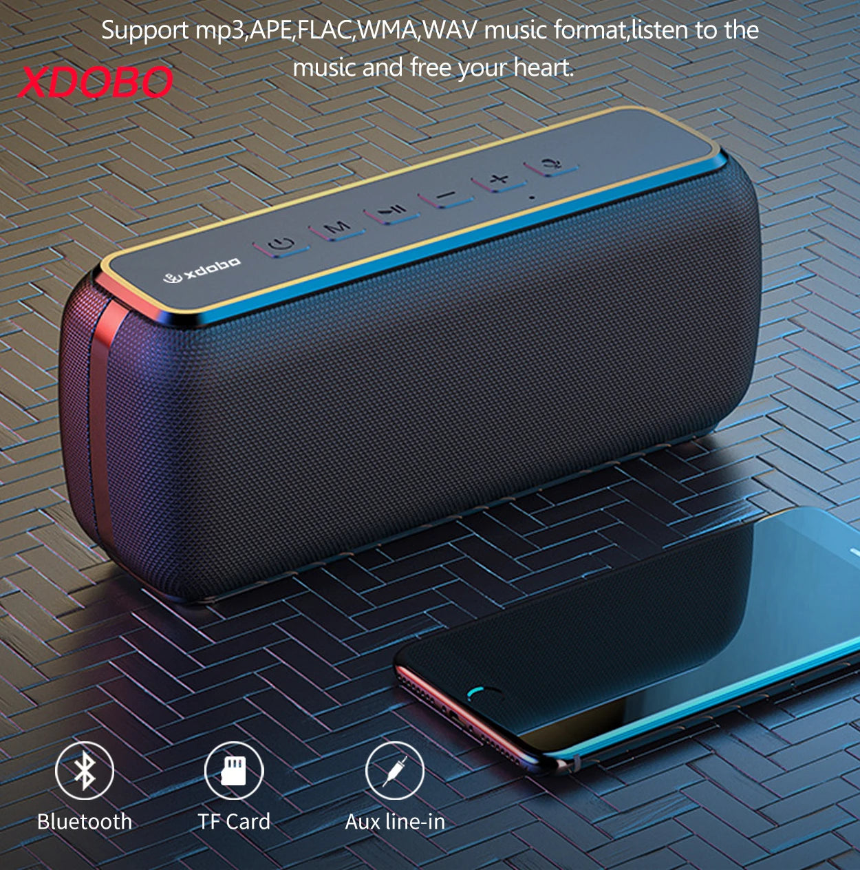 XDOBO X8 Portable 60W Bluetooth Speakers 6600mAh Wireless Bass Subwoofer Sound Box IPX5 Waterproof TWS Boombox