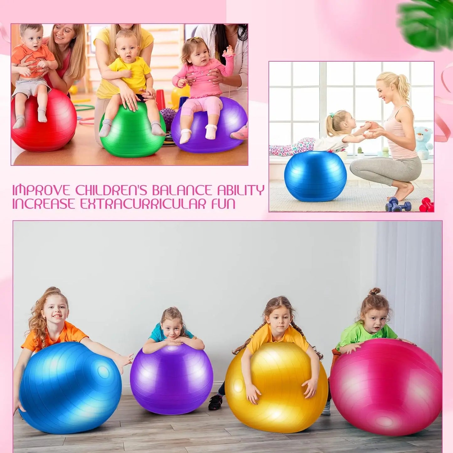 12 Pcs Yoga Balls Bulk Large Exercise Ball 24.6 Inch Pilates Ball Exercise Equipment Heavy Duty Stability Ball Chair with Pump f