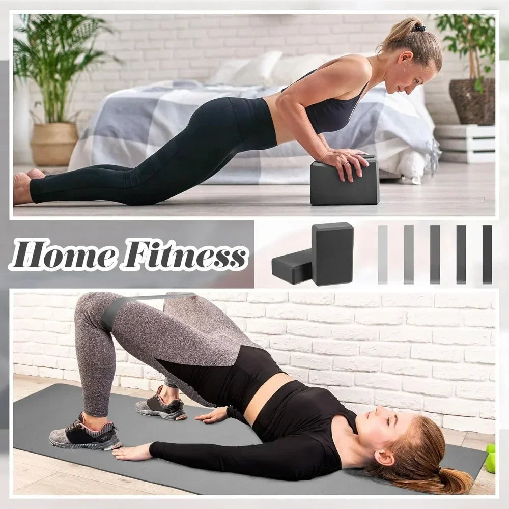 10 Pcs Yoga Starter Kit Include Yoga Mat, Blocks, Strap, Ball, Bands
