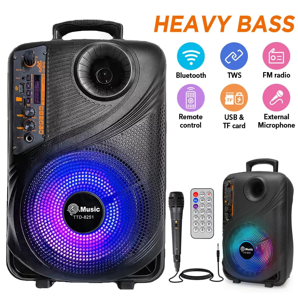 2000W Portable Bluetooth Speaker Sub woofer Heavy Bass Sound System Party+Remote