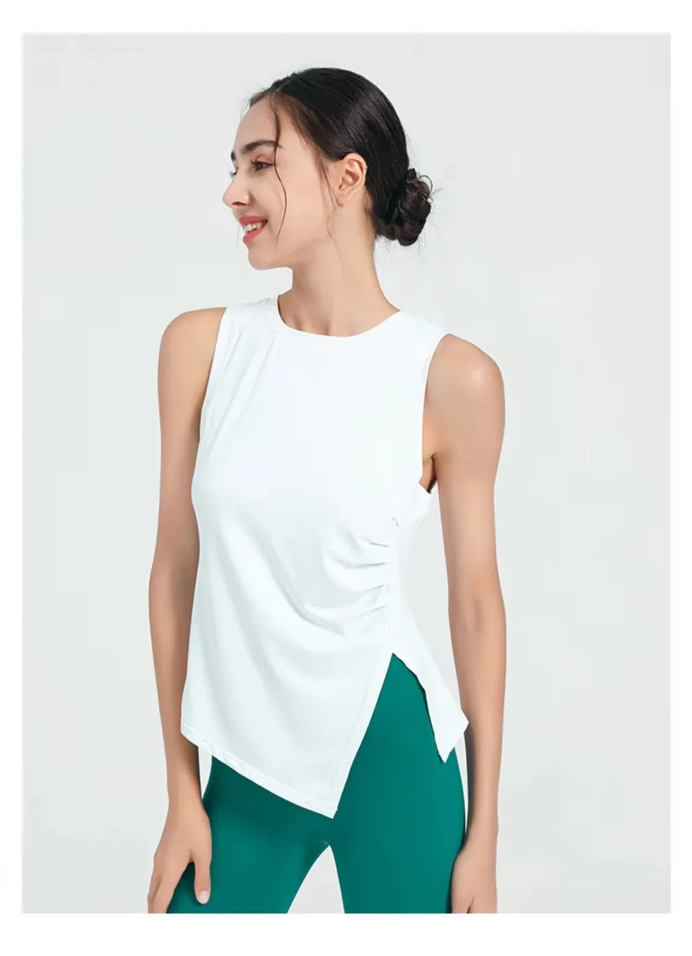 Slit Women's Sports Vest High Stretchy Yoga Pilates Cropped Vest Top for Fitness  Workout BreathableTank Top Female Sportswear