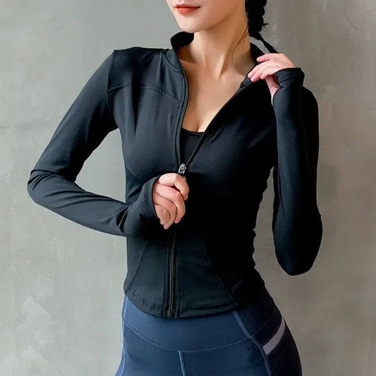 Womens Thumb Jackets 2024 Long Sleeve Quick-Dry Sports Coat