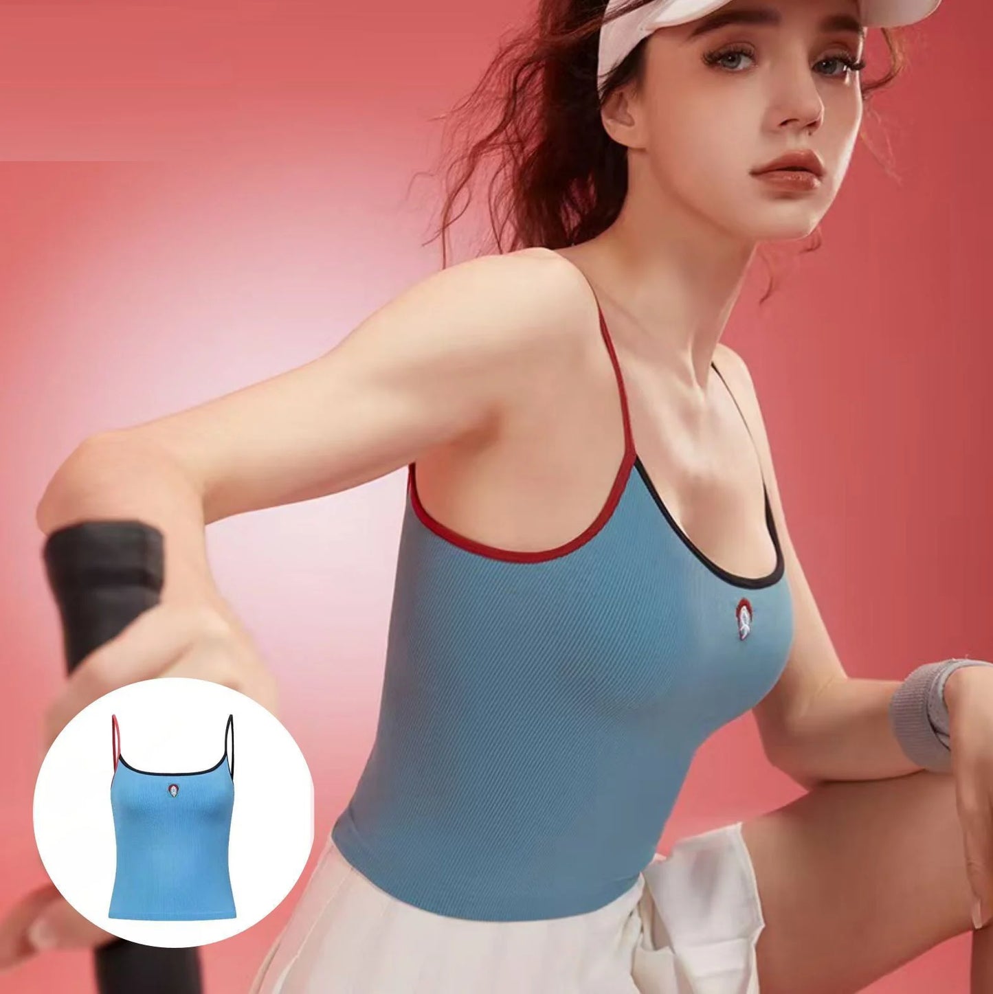 Women's Impact Activity Strap Sports Vest Yoga Vest with Pads Fitness Tank Top Open Back Gym Running Workout Halter Top Camisole