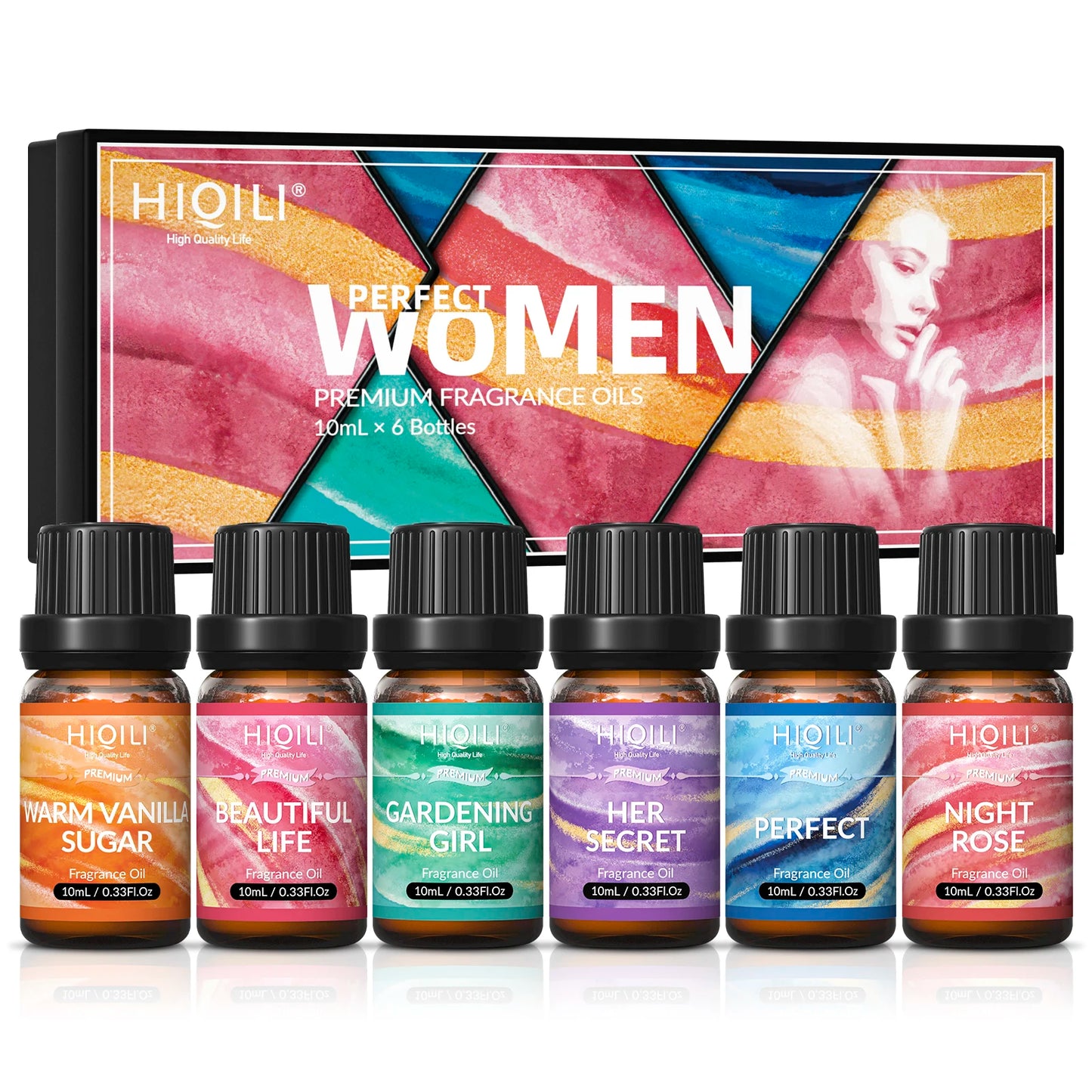 HIQILI Fragrance Oils Set Women Theme Top 6 Gift Set for Aromatherapy Diffuser Humidifier Candles Car Home Hotel Travel