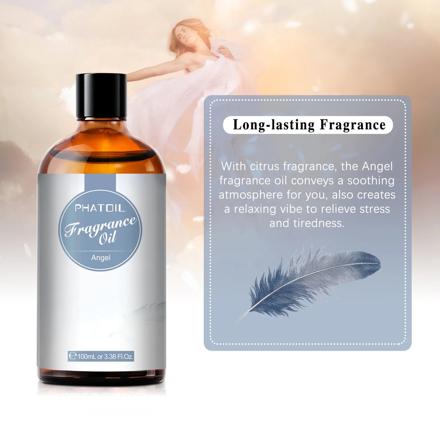 PHATOIL 100ml  White Musk Fragrance Essential Oil  Fresh Linen Honeysuckle Peach Orange Blossom for Aroma Candle Soap Making