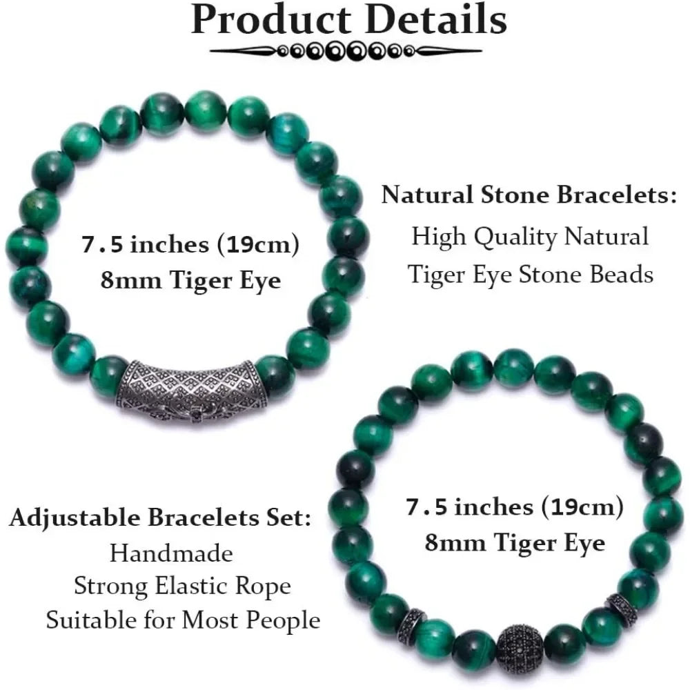 8mm Tiger Eye Stone Beads Bracelet Elastic Natural Stone Yoga Bracelet for Women Men