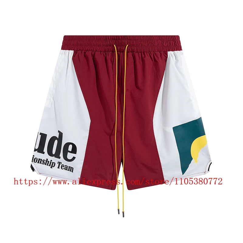Mens Casual Knit Summer Beach Shorts With Elastic Waist Drawstring
