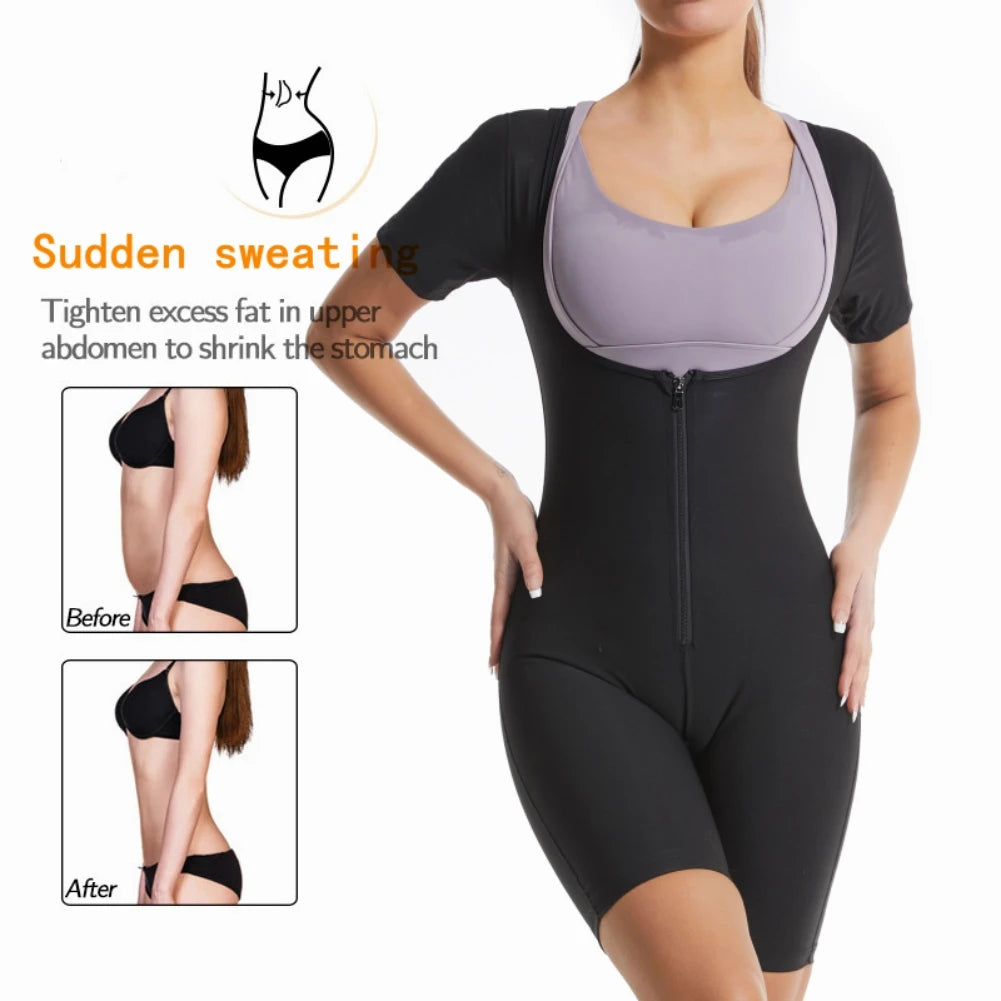 3-In-One Zipper Body Shaping Sauna Suit for Women Sweatshirt and Running Fitness Sweat Absorption Workout Suit