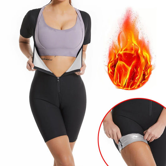 3-In-One Zipper Body Shaping Sauna Suit for Women Sweatshirt and Running Fitness Sweat Absorption Workout Suit