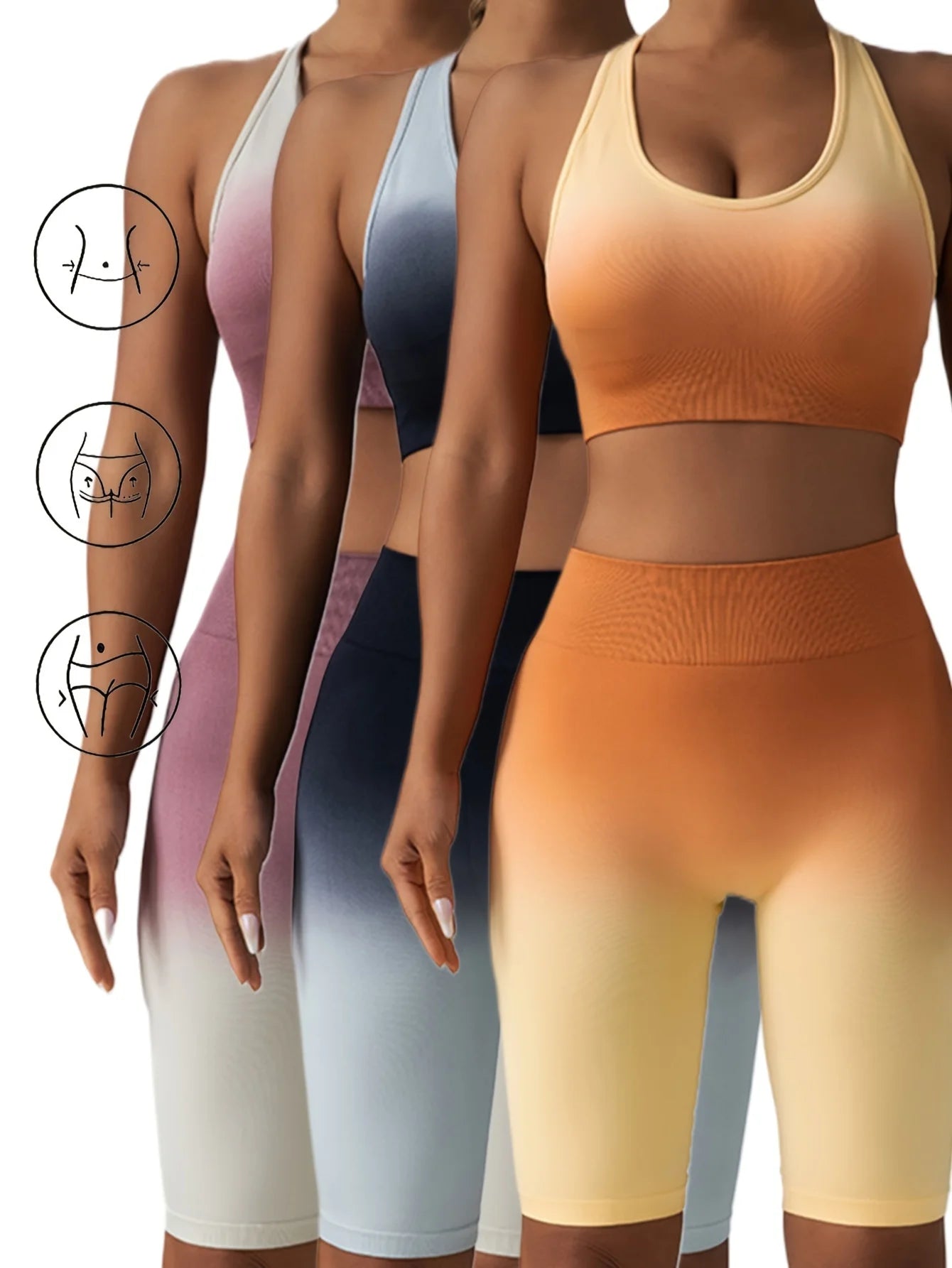 3 Pack US Local Women's Yoga Fitness Yoga Shorts Tummy Control