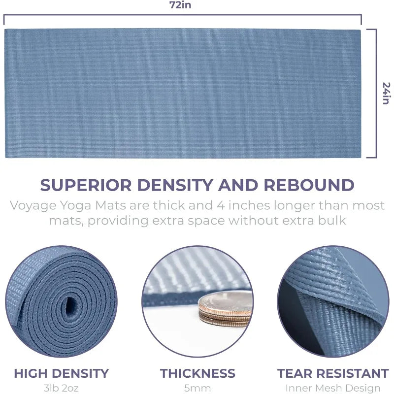 Sunshine Yoga Voyage Yoga Mat, 10 Pack, 72" x 24" Professional Studio and Gym Bulk Yoga Mats, 5mm Thick, Durable, Anti-Tear,