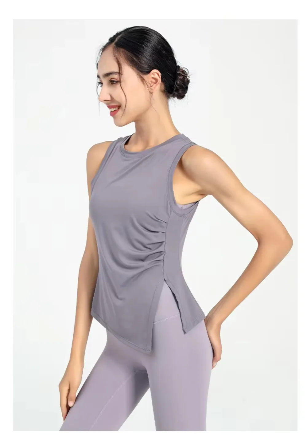 Slit Women's Sports Vest High Stretchy Yoga Pilates Cropped Vest Top for Fitness  Workout BreathableTank Top Female Sportswear