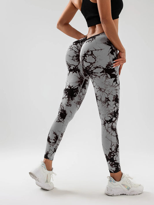 US Local Women’s Spandex Tie Dye Scrunch Butt Lifting Leggings