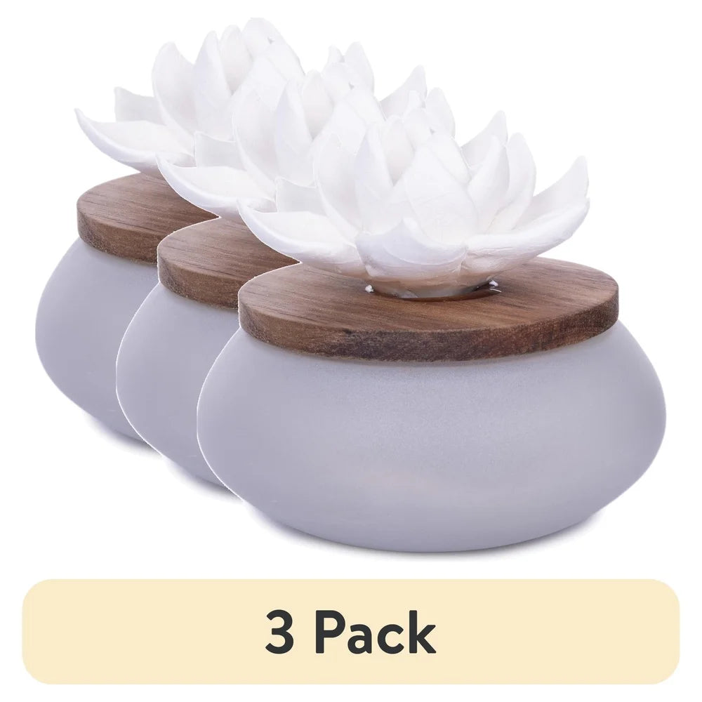 3 Pack Wicking Ceramic Flower Diffuser Aromatherapy Essential Oil Fragrance Home Decor No Water Needed Custom Blends Air